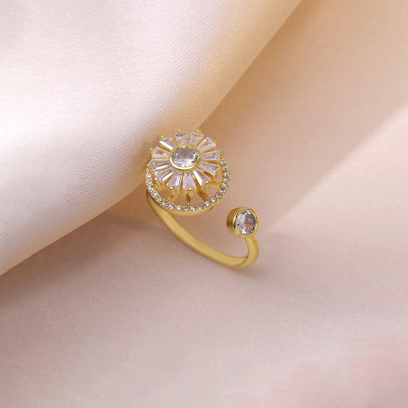 Gold Plated Round Shape Rotatable Adjustable Ring