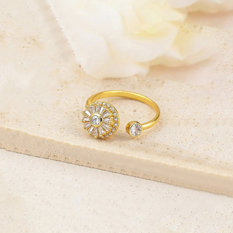 Gold Plated Round Shape Rotatable Adjustable Ring