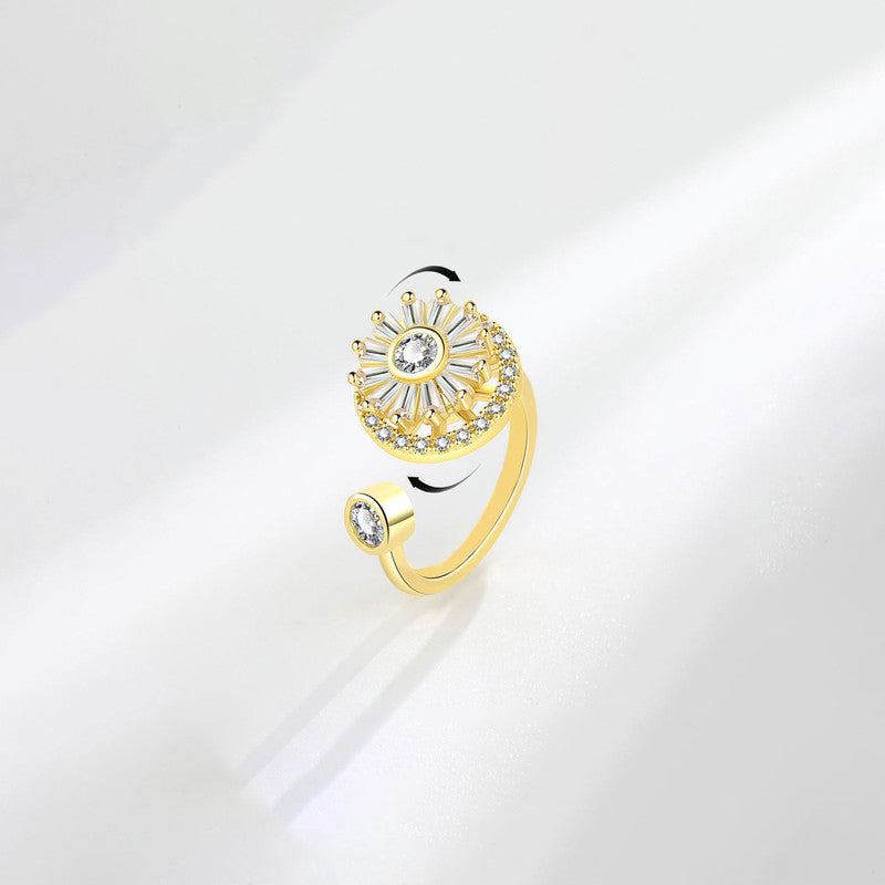 Gold Plated Round Shape Rotatable Adjustable Ring