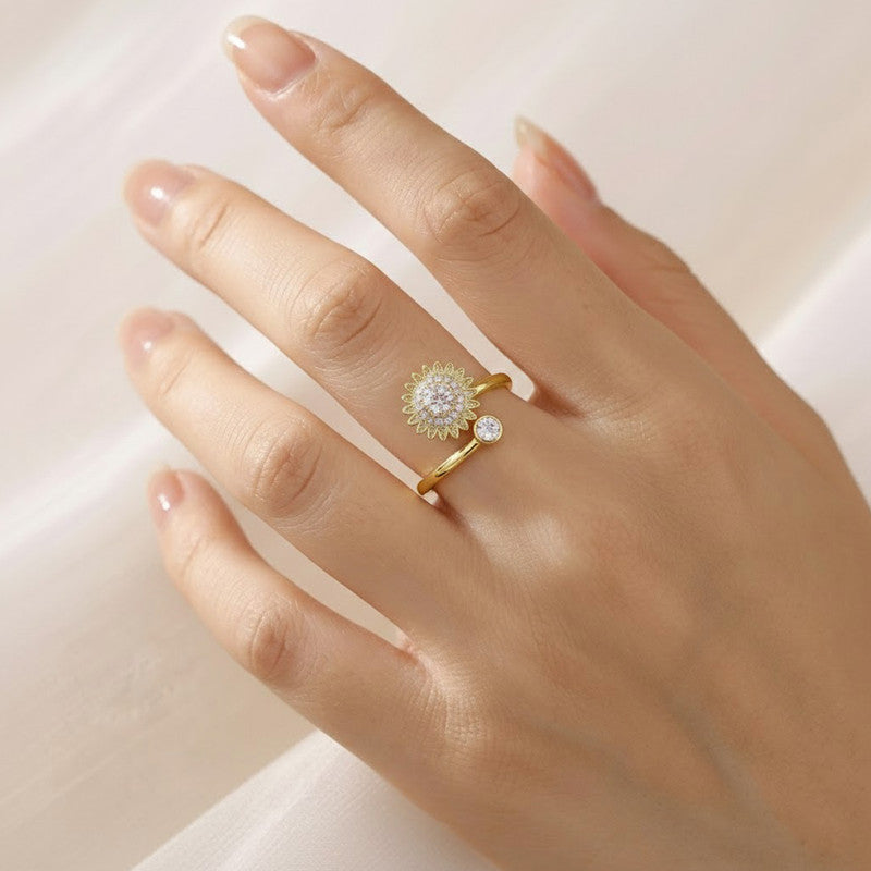 Gold Plated Star Shaped Rotatable Adjustable Ring