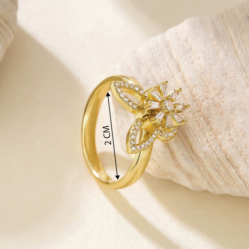 Gold Plated Butterfly Shaped Rotatable Adjustable Ring