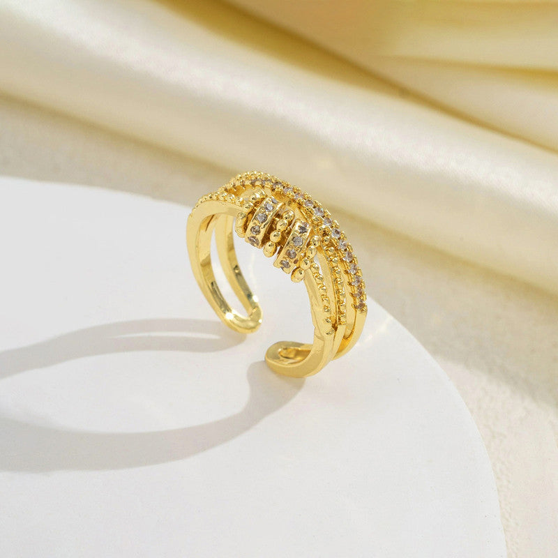 Gold Plated Contemporary Rotatable Adjustable Ring