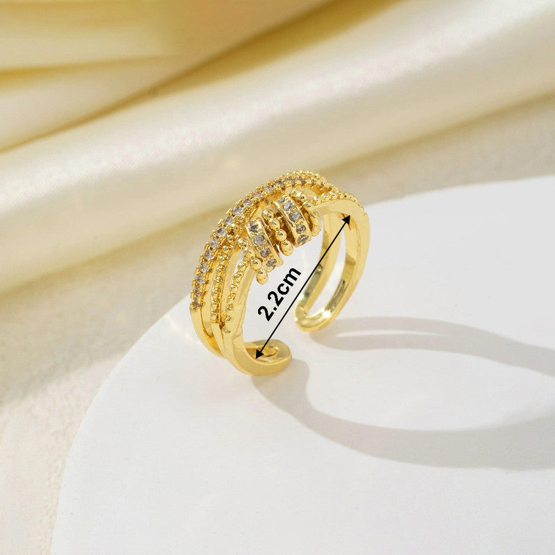 Gold Plated Contemporary Rotatable Adjustable Ring