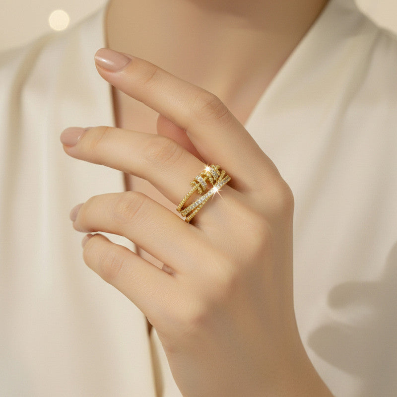 Gold Plated Contemporary Rotatable Adjustable Ring