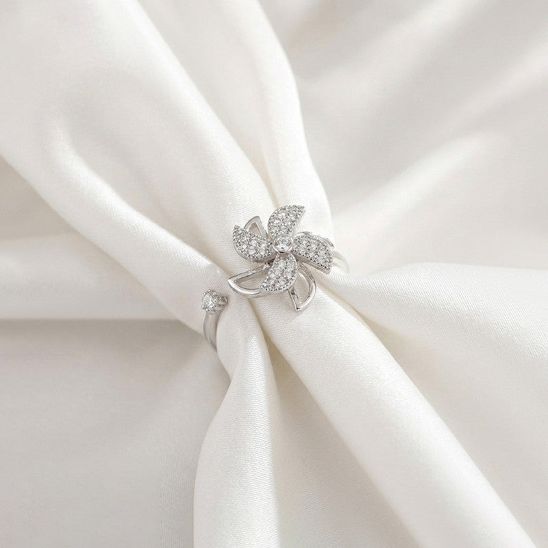 Silver Plated Contemporary Style Rotatable Adjustable Ring