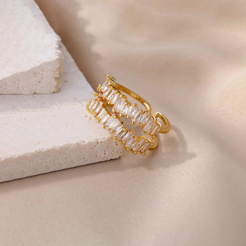 Gold Plated Contemporary Style Twin Adjustable Ring