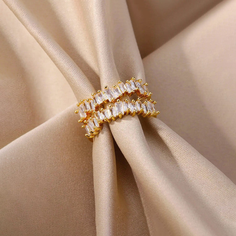 Gold Plated Contemporary Style Twin Adjustable Ring