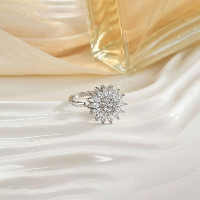 Silver Plated Star Shaped Rotatable Adjustable Ring