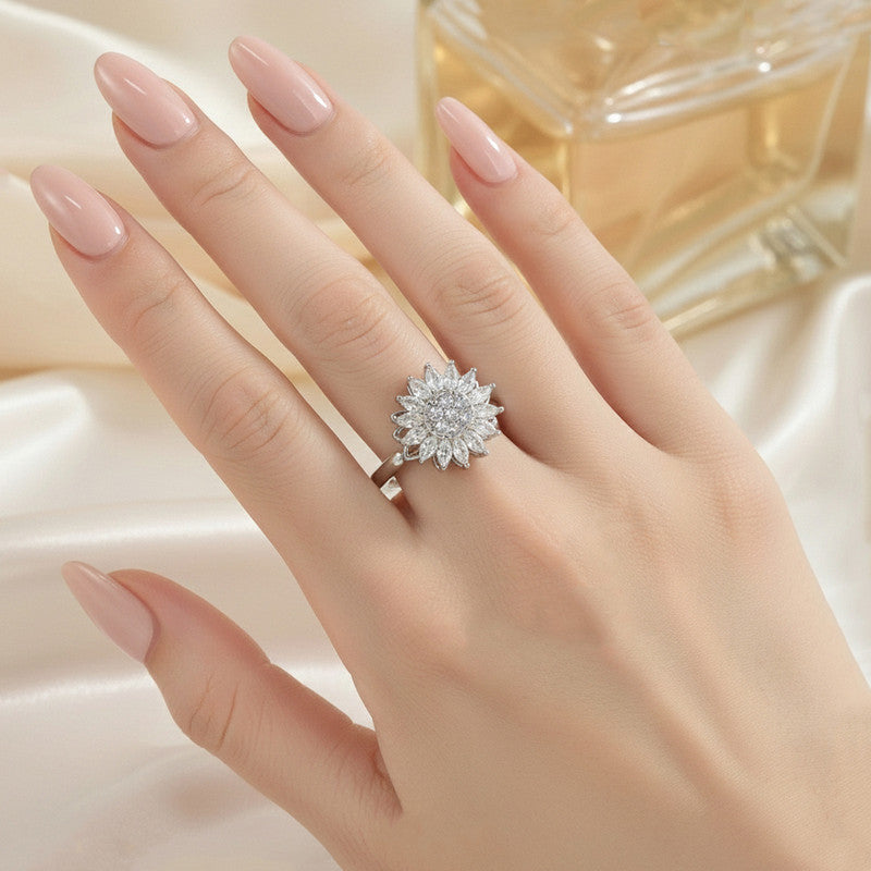 Silver Plated Star Shaped Rotatable Adjustable Ring