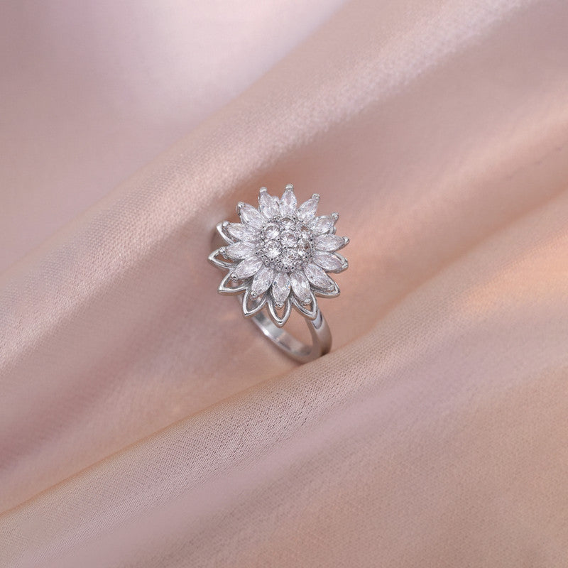 Silver Plated Star Shaped Rotatable Adjustable Ring