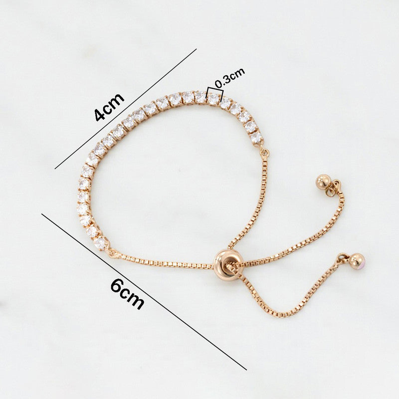 Xuping Jewelry Gold-Plated Round Cut Cubic Zirconia Studded White Matrix Tennis Bracelet