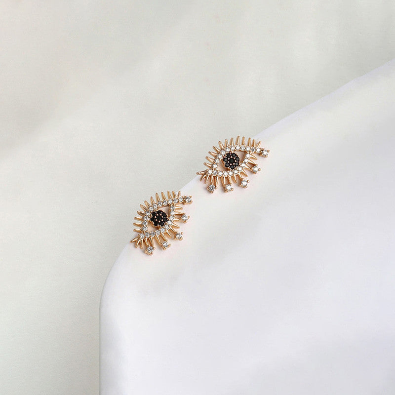 Xuping Jewelry Gold-Plated Evil Eye Themed AD Studded Stud Earrings