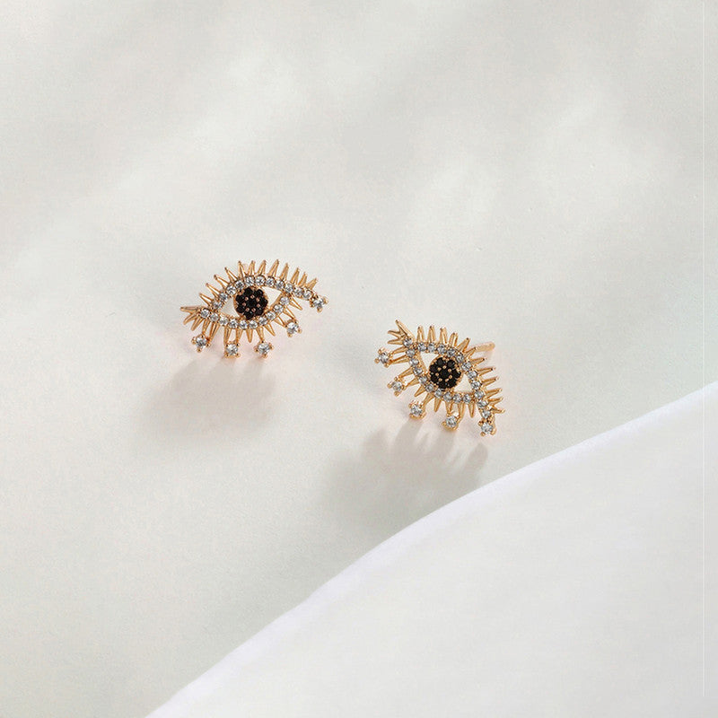 Xuping Jewelry Gold-Plated Evil Eye Themed AD Studded Stud Earrings