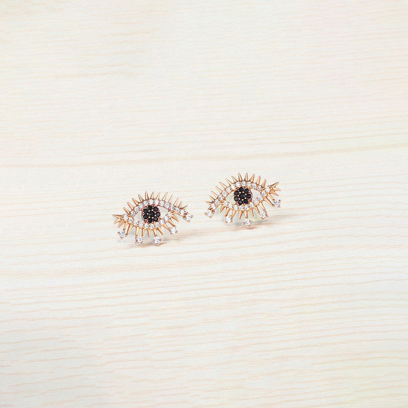 Xuping Jewelry Gold-Plated Evil Eye Themed AD Studded Stud Earrings