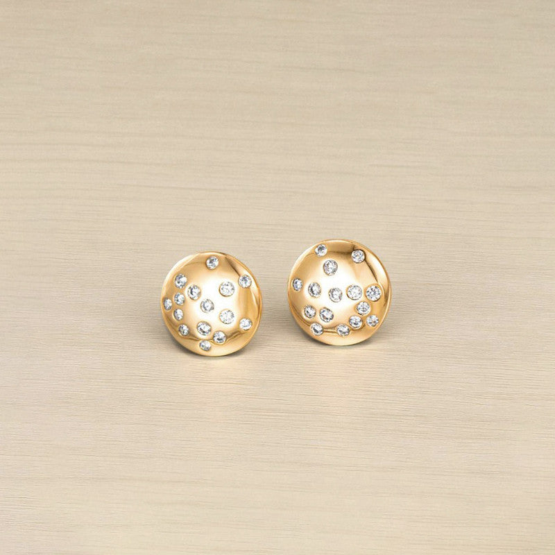 Xuping Jewelry Gold-Plated Round Shape AD Studded Stud Earrings