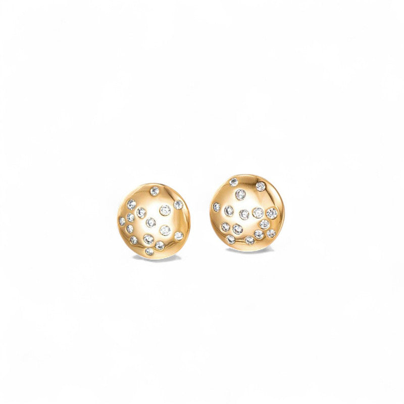 Xuping Jewelry Gold-Plated Round Shape AD Studded Stud Earrings