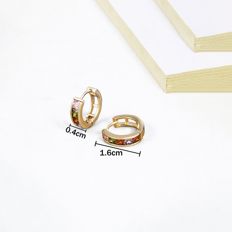 Xuping Jewelry Gold-Plated Multicolour AD Studded Hoop Earrings