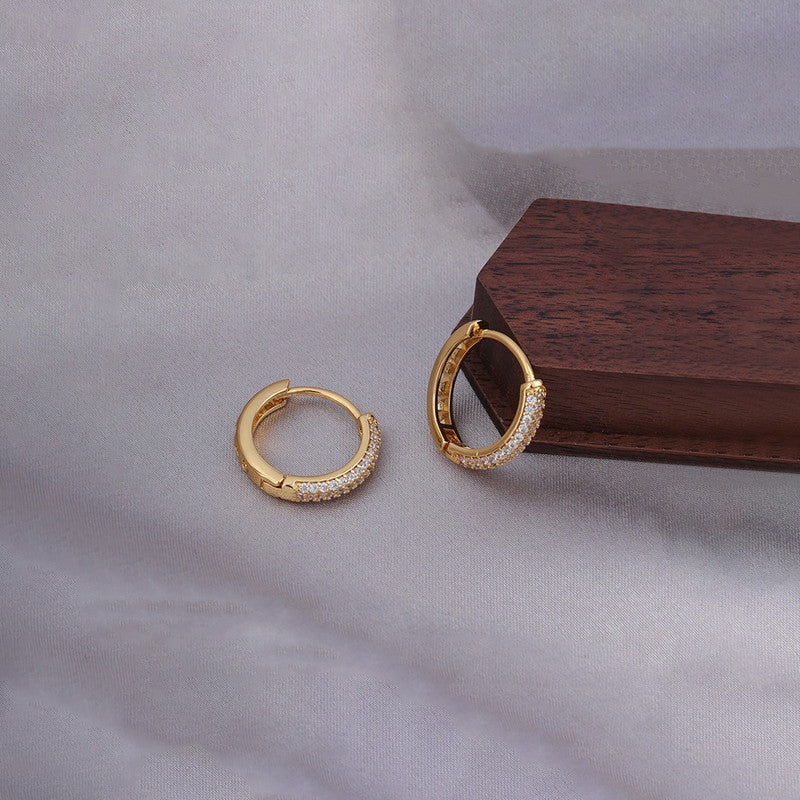 Xuping Jewelry Gold-Plated Gold Toned AD Studded Hoop Earrings