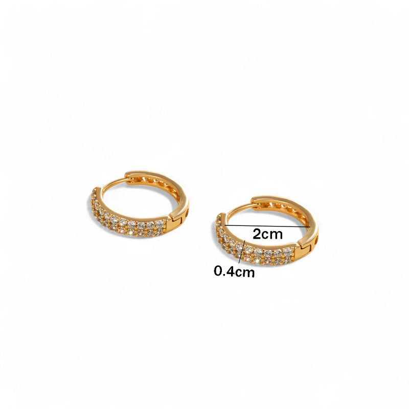 Xuping Jewelry Gold-Plated Gold Toned AD Studded Hoop Earrings