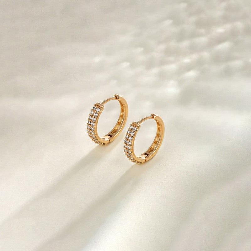 Xuping Jewelry Gold-Plated Gold Toned AD Studded Hoop Earrings