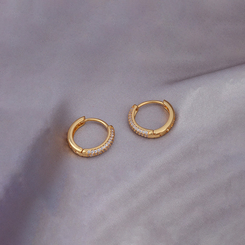 Xuping Jewelry Gold-Plated Gold Toned AD Studded Hoop Earrings