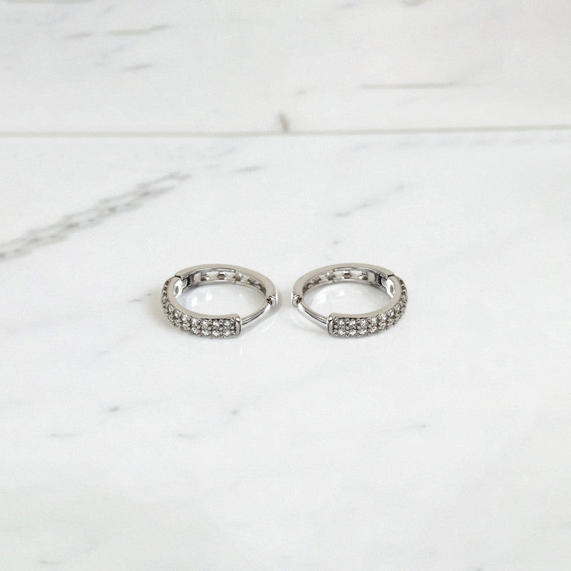 Xuping Jewelry Silver-Plated Silver Toned AD Studded Hoop Earrings