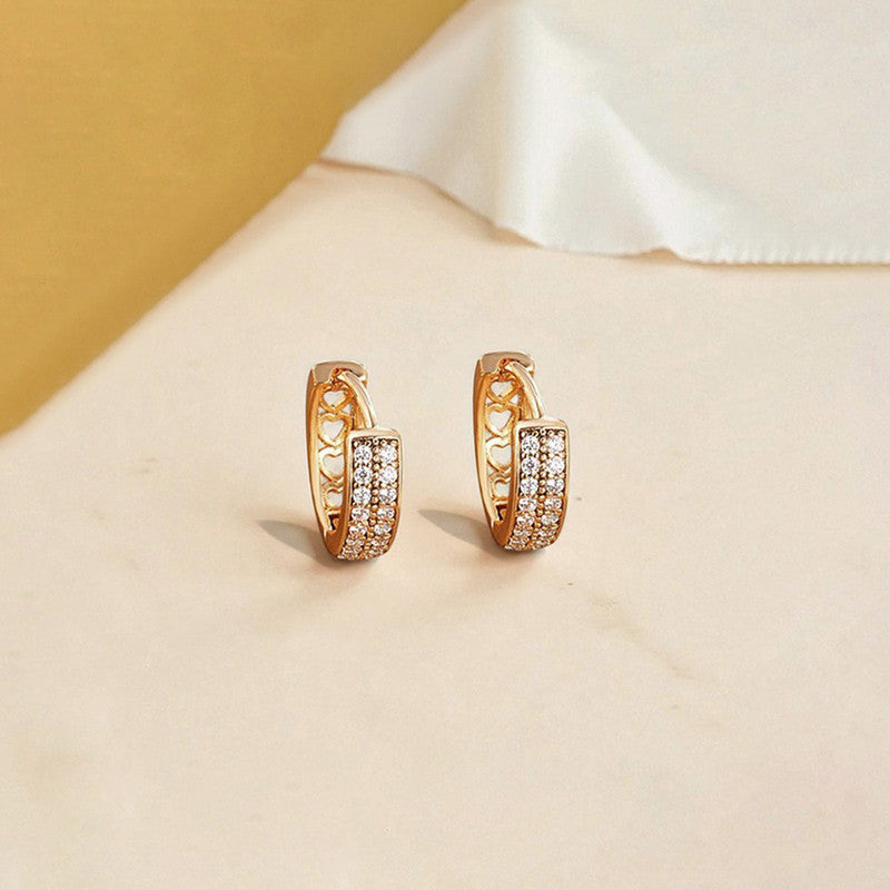 Xuping Jewelry Gold-Plated Gold Toned AD Studded Hoop Earrings