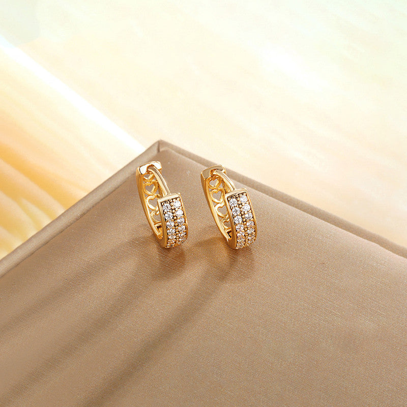 Xuping Jewelry Gold-Plated Gold Toned AD Studded Hoop Earrings