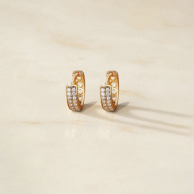 Xuping Jewelry Gold-Plated Gold Toned AD Studded Hoop Earrings