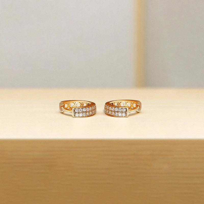 Xuping Jewelry Gold-Plated Gold Toned AD Studded Hoop Earrings