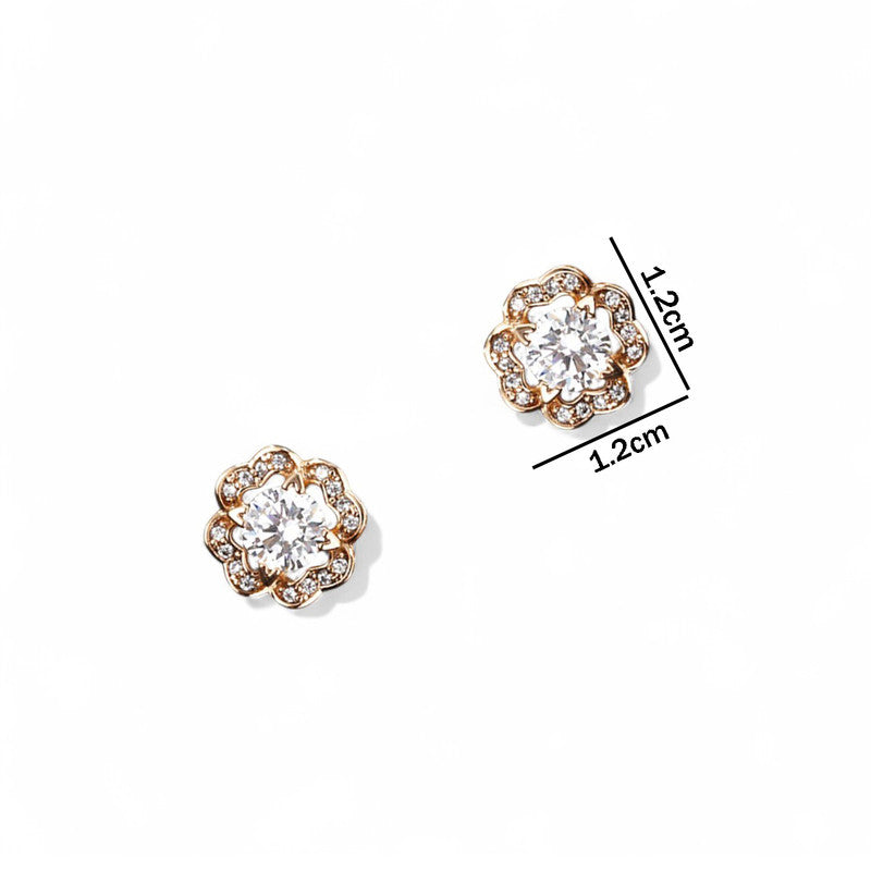 Xuping Jewelry Rose Gold Plated Clover Themed Contemporary AD Studded Stud Earrings