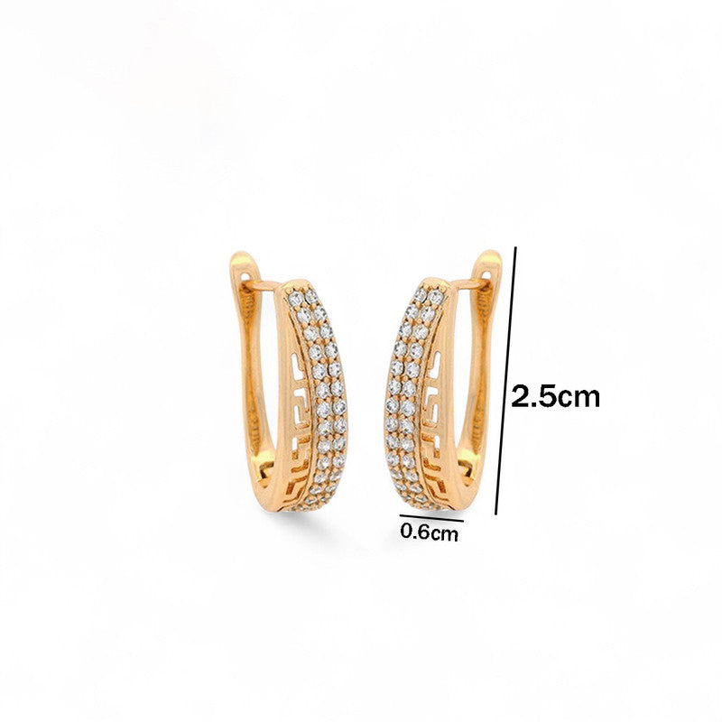 Xuping Jewelry Gold Plated Contemporary AD Studded Half Hoop Earrings