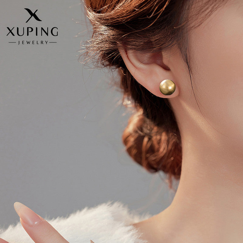 Xuping Jewelry Gold Plated Contemporary Round Shaped Stud Earrings