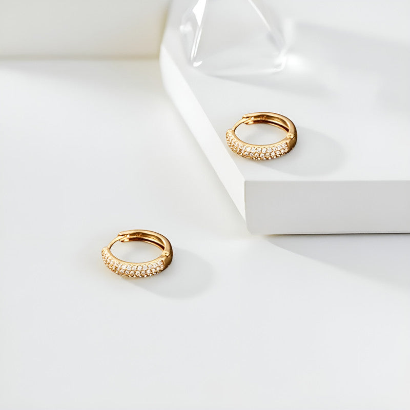 Xuping Jewelry Gold-Plated Gold Toned AD Studded Hoop Earrings