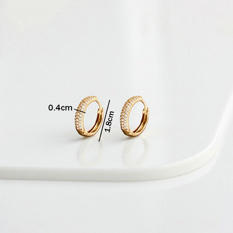 Xuping Jewelry Gold-Plated Gold Toned AD Studded Hoop Earrings