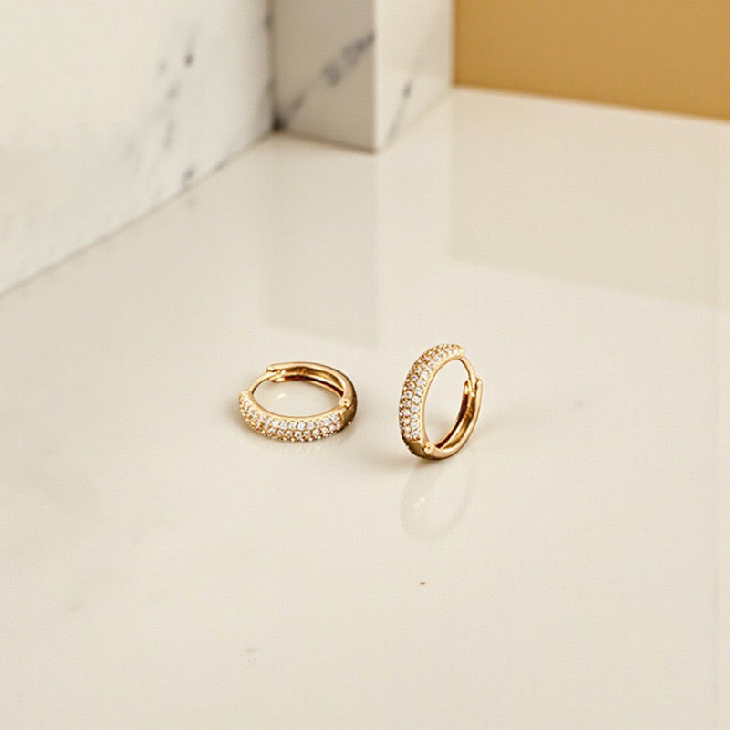 Xuping Jewelry Gold-Plated Gold Toned AD Studded Hoop Earrings