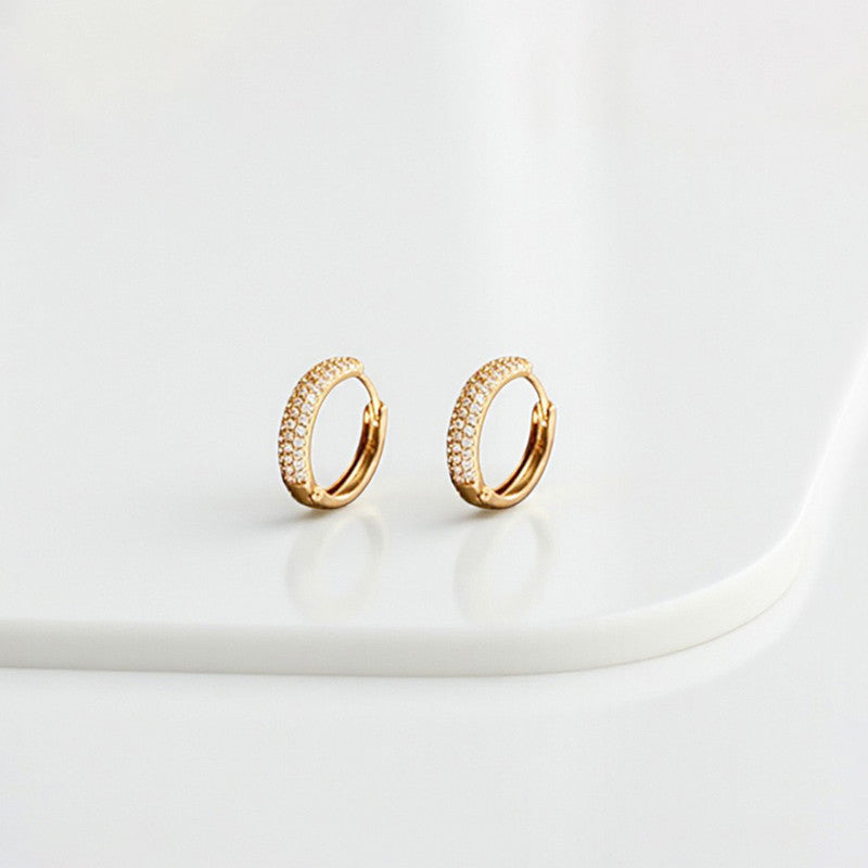 Xuping Jewelry Gold-Plated Gold Toned AD Studded Hoop Earrings