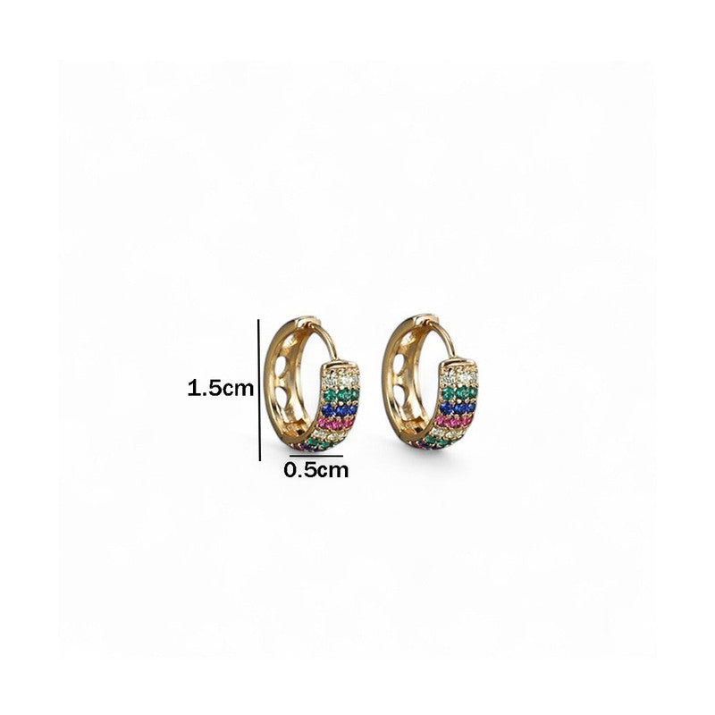 Xuping Jewelry Gold-Plated Multicolour AD Studded Hoop Earrings