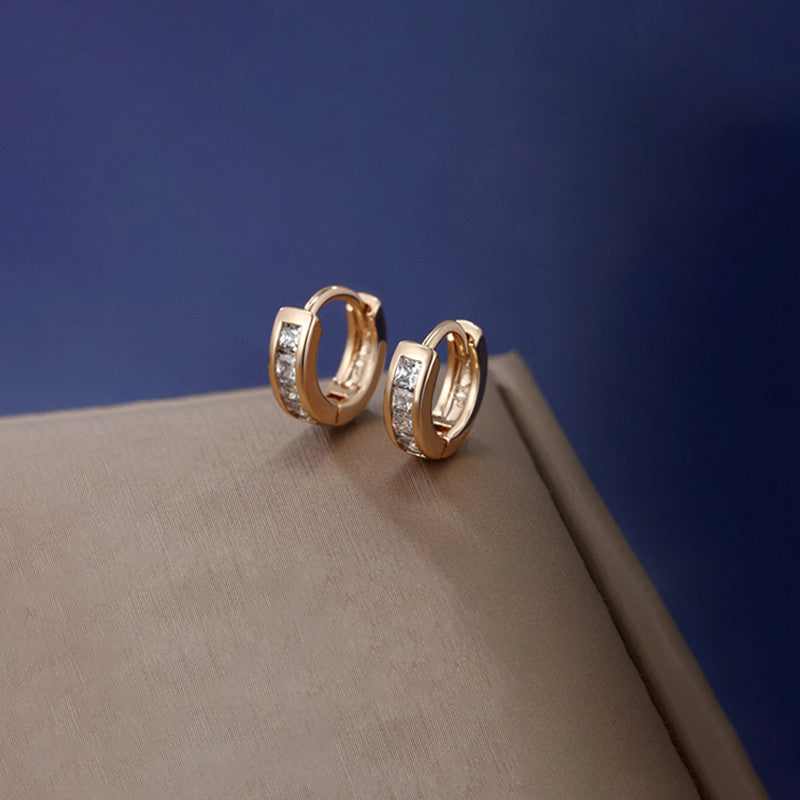 Xuping Jewelry Gold-Plated Gold Toned AD Studded Hoop Earrings