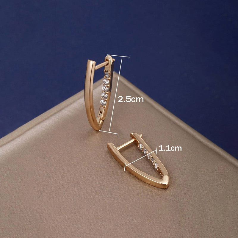 Xuping Jewelry Gold-Plated Gold Toned AD Studded Contemporary Hoop Earrings