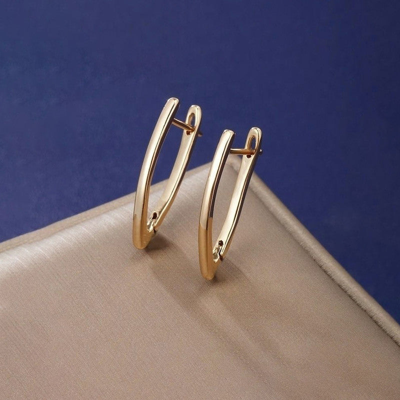 Xuping Jewelry Gold-Plated Gold Toned Contemporary Hoop Earrings