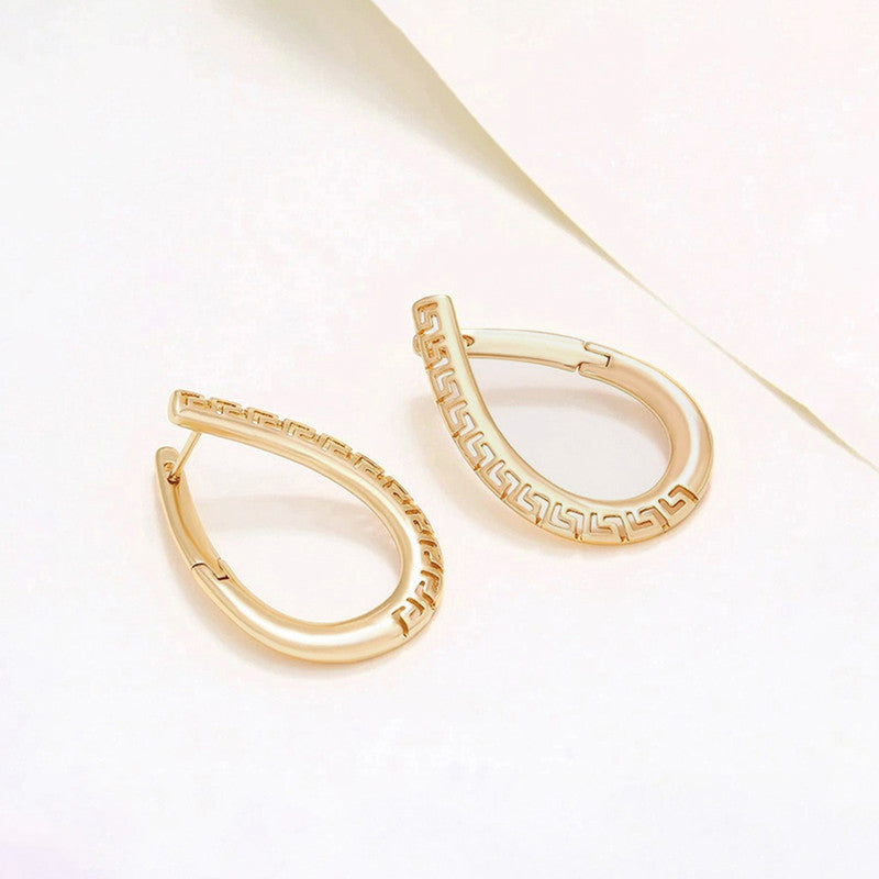 Xuping Jewelry Gold-Plated Gold Toned Cross Shaped Contemporary Hoop Earrings