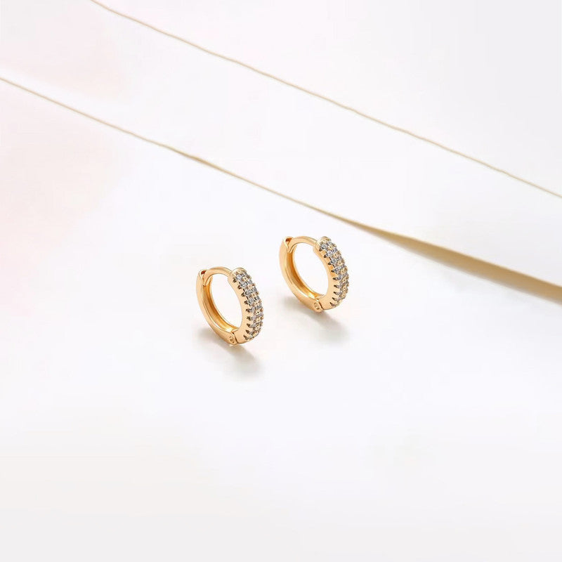 Xuping Jewelry Gold-Plated Gold Toned AD Studded Contemporary Hoop Earrings