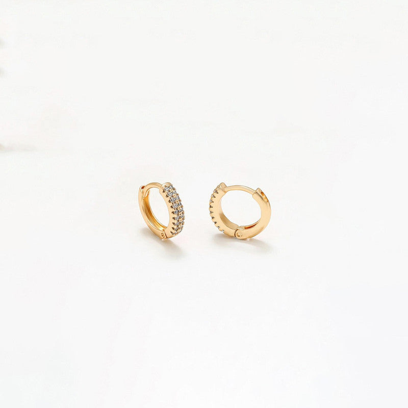Xuping Jewelry Gold-Plated Gold Toned AD Studded Contemporary Hoop Earrings