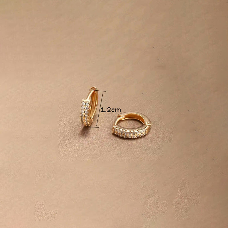 Xuping Jewelry Gold-Plated Gold Toned AD Studded Contemporary Hoop Earrings