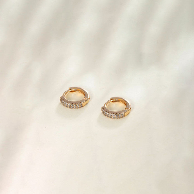 Xuping Jewelry Gold-Plated Gold Toned AD Studded Contemporary Hoop Earrings