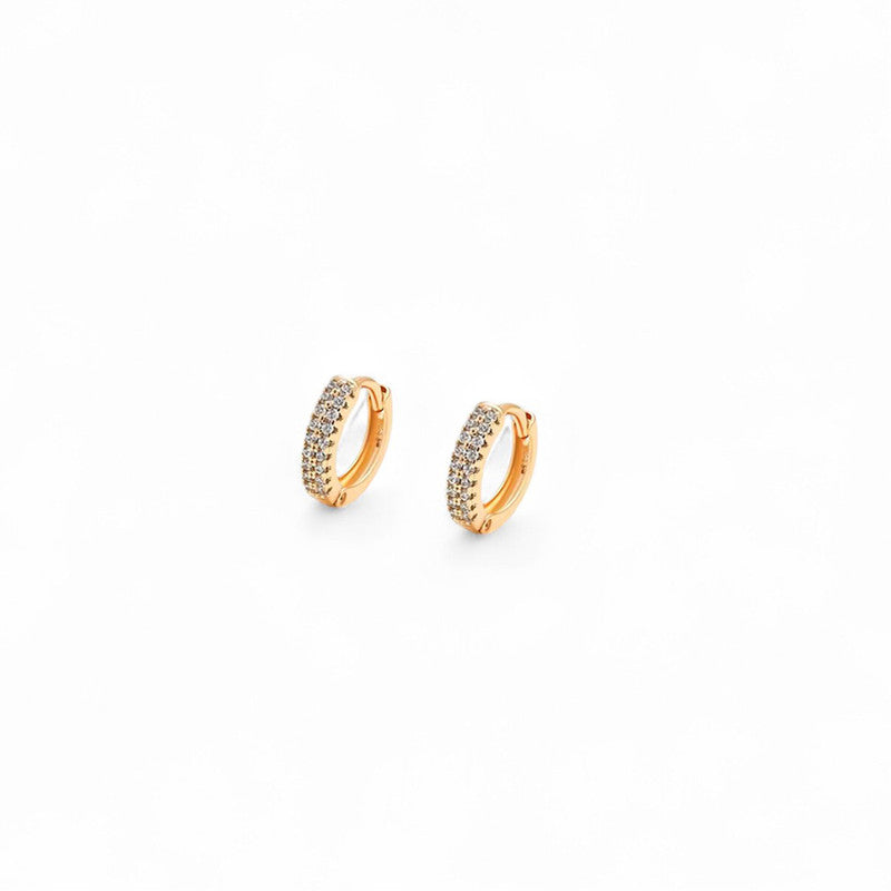 Xuping Jewelry Gold-Plated Gold Toned AD Studded Contemporary Hoop Earrings