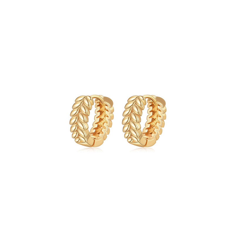 Xuping Jewelry Gold-Plated Gold Toned Leaf Themed Contemporary Hoop Earrings