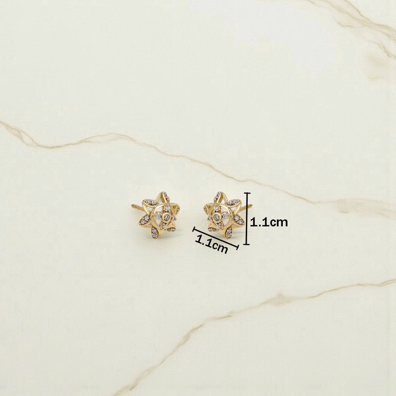 Xuping Jewelry Gold-Plated Gold Toned Star Themed AD Studded Contemporary Stud Earrings