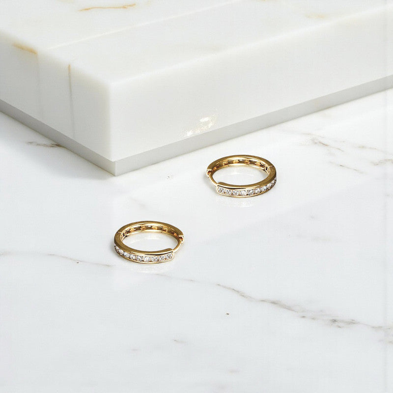 Xuping Jewelry Gold-Plated Gold Toned AD Studded Contemporary Hoop Earrings